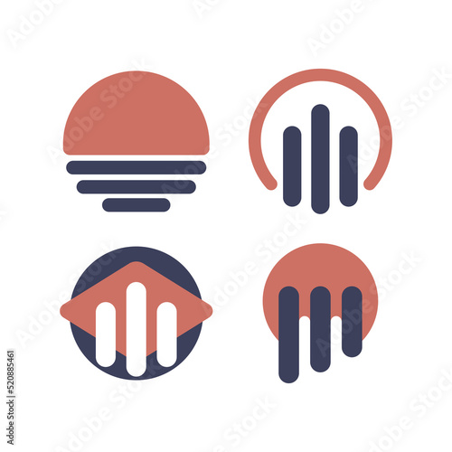 Logo Geometric Line Bars Circle Forms Creative Vector