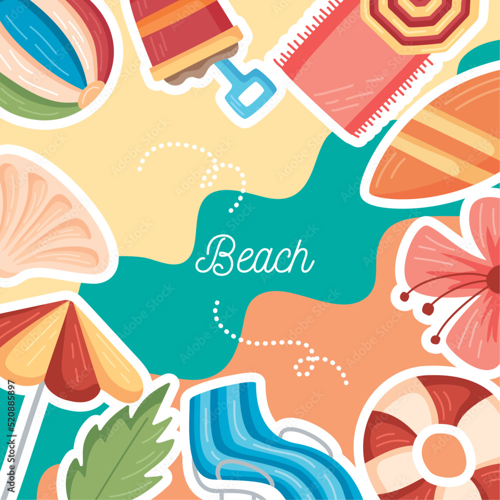 beach lettering and icons