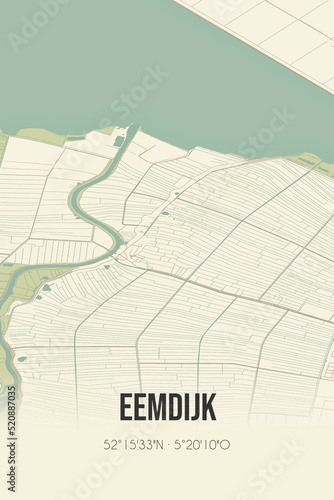 Retro Dutch city map of Eemdijk located in Utrecht. Vintage street map. photo