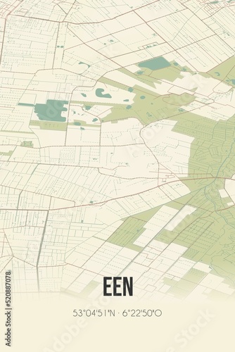 Retro Dutch city map of Een located in Drenthe. Vintage street map. photo