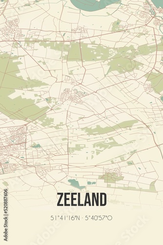 Retro Dutch city map of Zeeland located in Noord-Brabant. Vintage street map. © Rezona