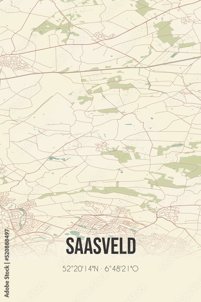 Retro Dutch city map of Saasveld located in Overijssel. Vintage street map. Retro Dutch city map of Saasveld located in Overijssel. Vintage street map.