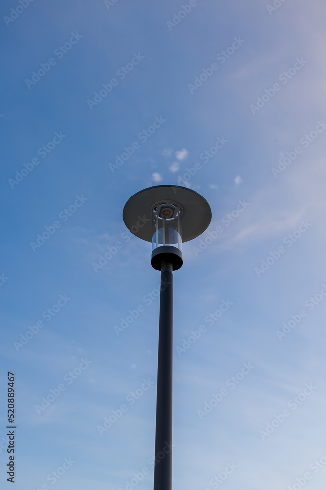led lantern on blue sky background side view led lantern on blue sky background side view