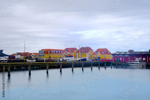 view from the harbor towards the center of Thyborøn, Denmark, Jutland, Lemvig, Limfjord, Thyborøn channel  photo