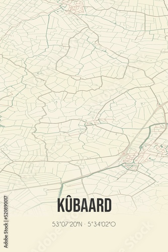 Retro Dutch city map of K  baard located in Fryslan. Vintage street map.
