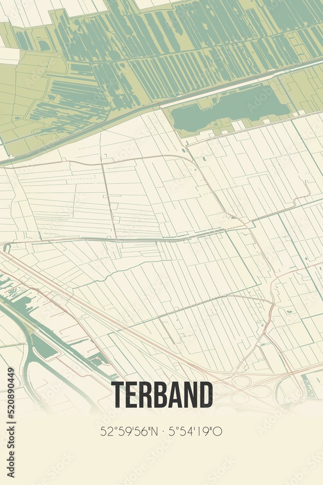 Retro Dutch city map of Terband located in Fryslan. Vintage street map. Retro Dutch city map of Terband located in Fryslan. Vintage street map.