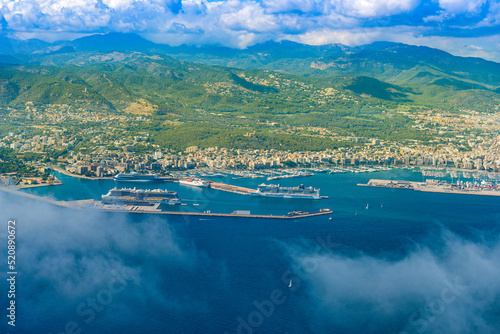 View of the skyline island from air