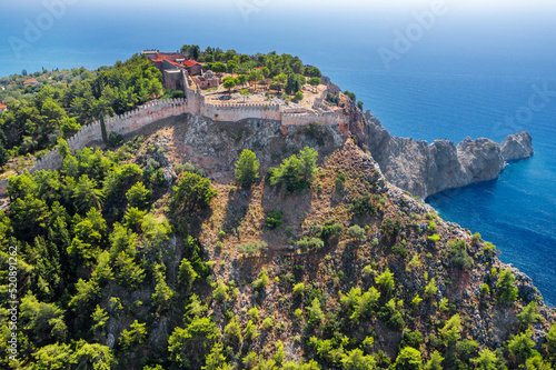 Alanian fortress. Chilarda-Burnu Peninsula. Aerial photography. Turkey