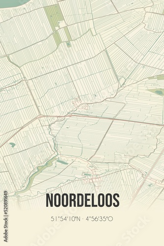 Retro Dutch city map of Noordeloos located in Zuid-Holland. Vintage street map. photo