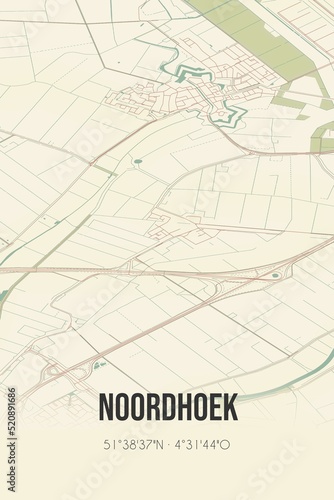 Retro Dutch city map of Noordhoek located in Noord-Brabant. Vintage street map. photo