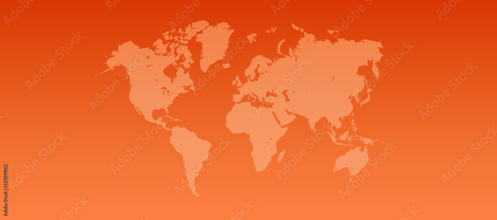 World map and horizontal earth continents concept flat vector illustration.