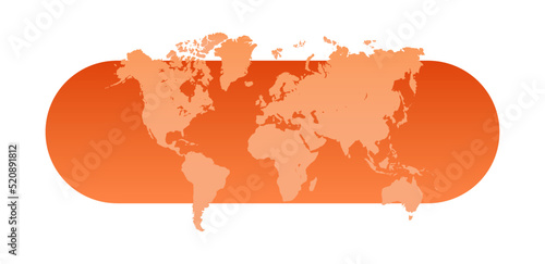 World map and horizontal earth continents concept flat vector illustration.