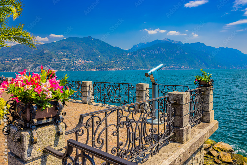 Menaggio, View From Promenade In Menaggio Town, Lake Como, Italy