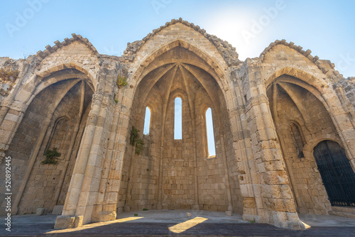 Church of the Virgin Mary of the Burgh in historic centre of Rhodes town  Greece  Europe.