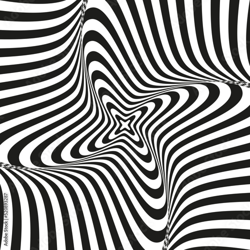 Monochrome Retro groovy psychedelic wavy background. Vector illustration in the style of 1970