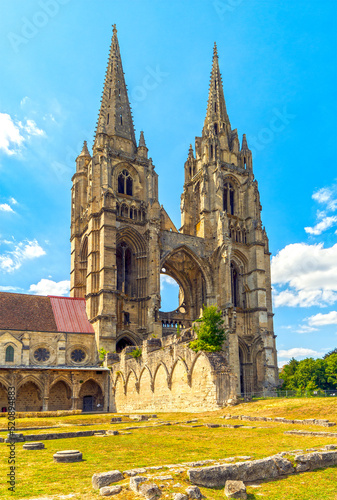 Soissons, Picardy, France - cathedral and abbey ruins photo