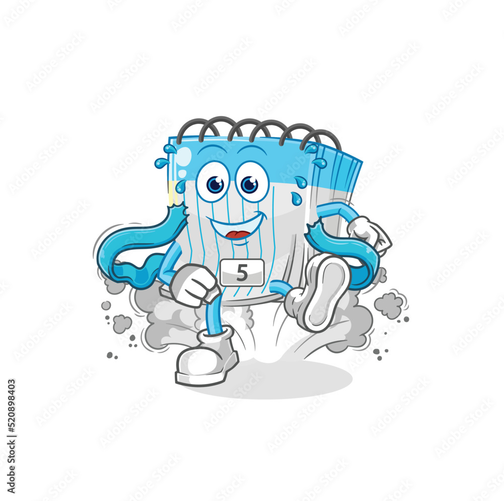 notebook runner character. cartoon mascot vector notebook runner character. cartoon mascot vector