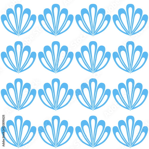 Fototapeta Naklejka Na Ścianę i Meble -  Blue white seamless pattern background with shell for product design