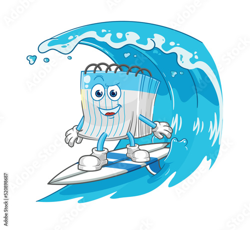 notebook surfing character. cartoon mascot vector