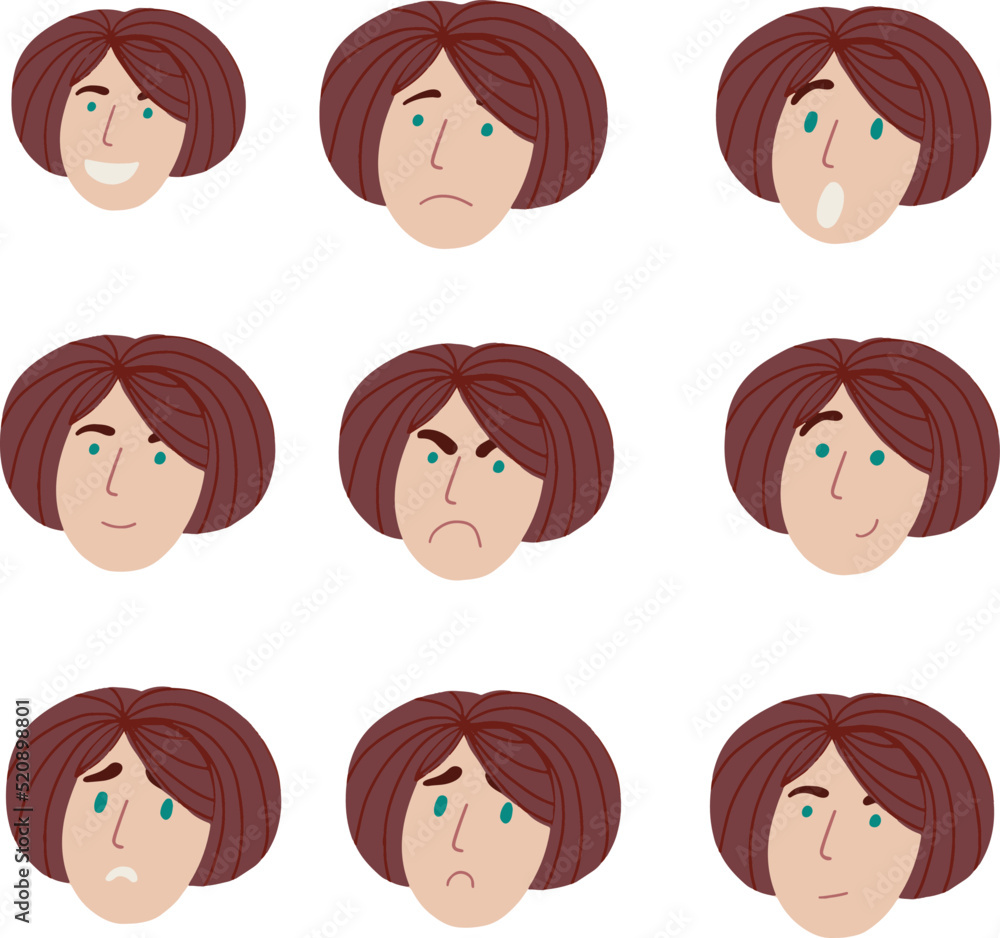 Surprised girl icons set for avatar and social networks vector illustration Surprised girl icons set for avatar and social networks vector illustration