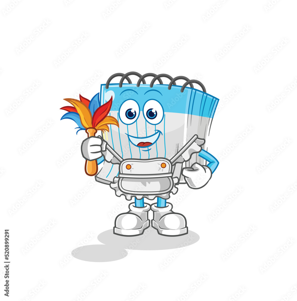 notebook maid mascot. cartoon vector notebook maid mascot. cartoon vector