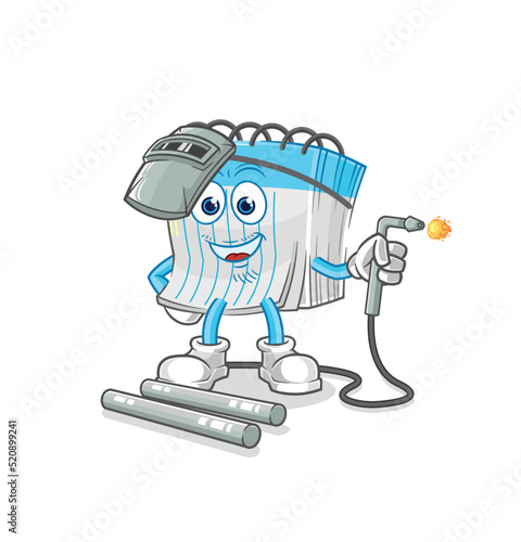 notebook welder mascot. cartoon vector