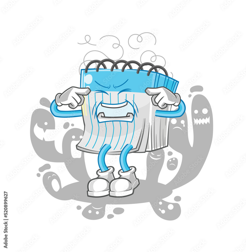 depressed notebook character. cartoon vector depressed notebook character. cartoon vector