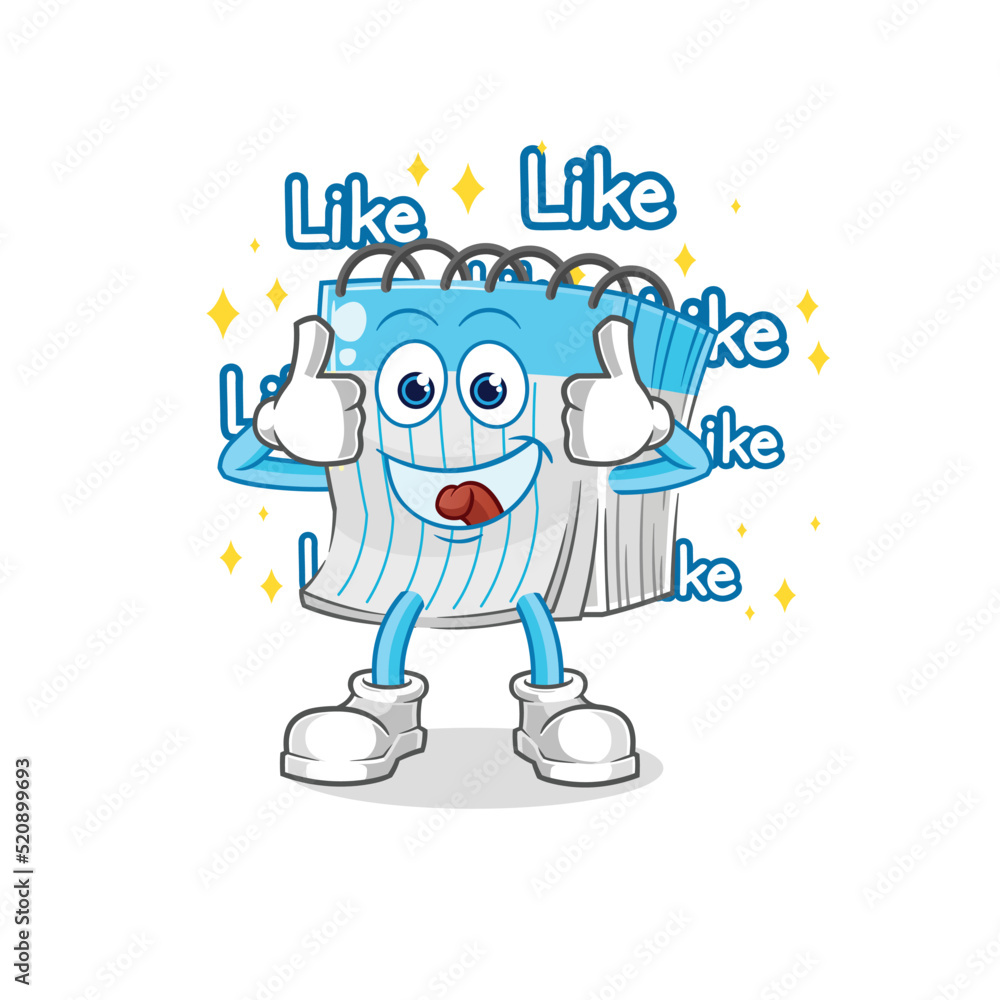 notebook give lots of likes. cartoon vector