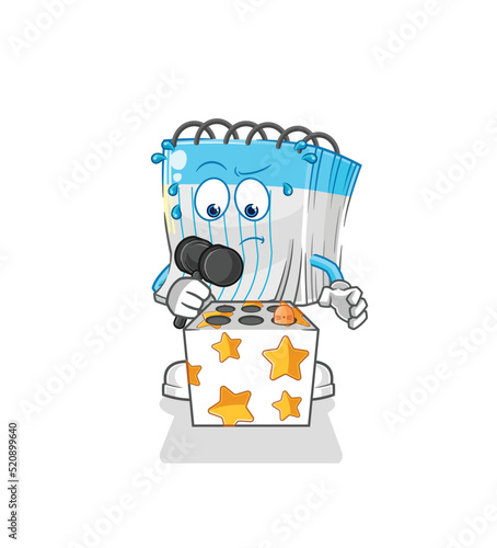 notebook play whack a mole mascot. cartoon vector