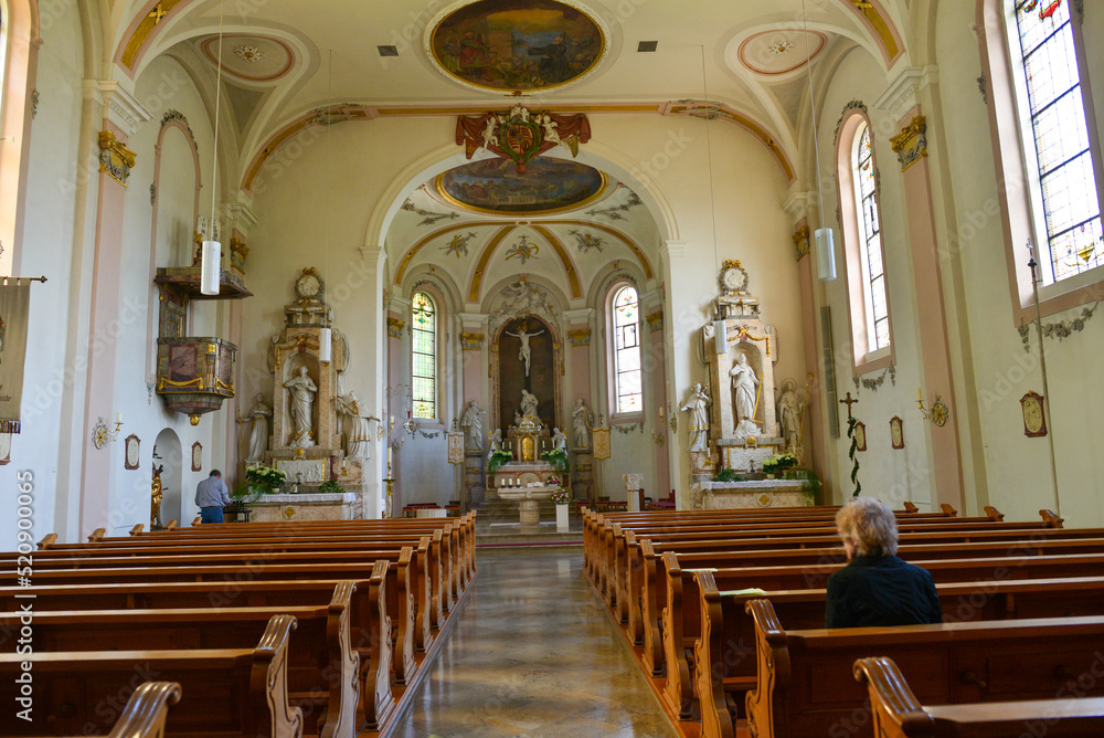 Innenansicht St.-Gallus-Kirche in Wurmlingen, Landkreis Tuttlingen 