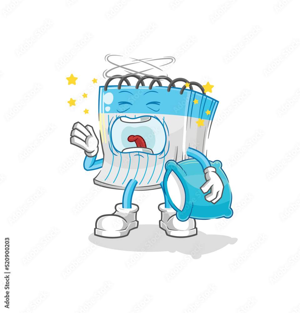 notebook yawn character. cartoon mascot vector notebook yawn character. cartoon mascot vector