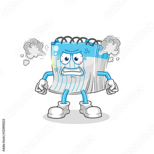 notebook very angry mascot. cartoon vector