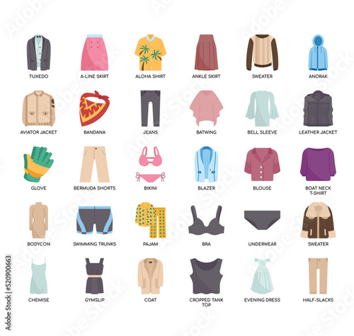 Set of About clothes - apparel thin line icons for any web and app project.