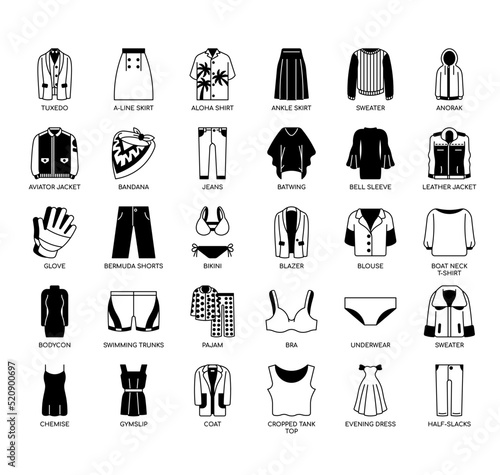 Set of About clothes - apparel thin line icons for any web and app project.