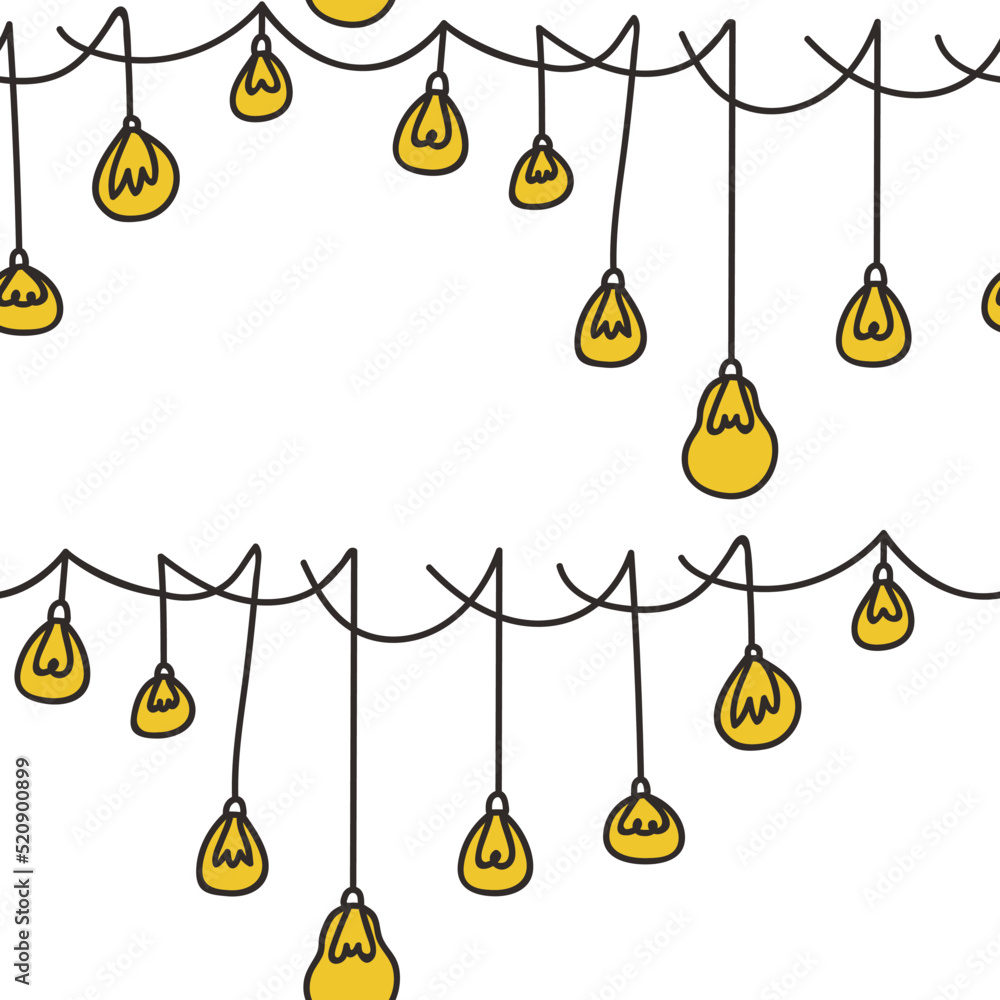 Seamless abstract pattern with garlands of electric light bulbs. Print for textile, wallpaper, covers, surface. For fashion fabric. Seamless abstract pattern with garlands of electric light bulbs. Print for textile, wallpaper, covers, surface. For fashion fabric.