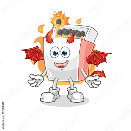 matchbox demon with wings character. cartoon mascot vector