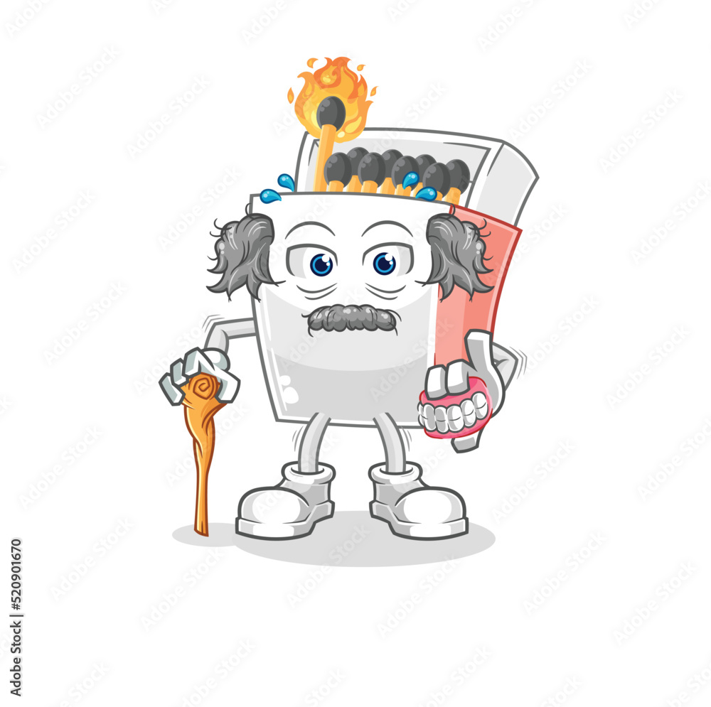 Obraz premium matchbox white haired old man. character vector