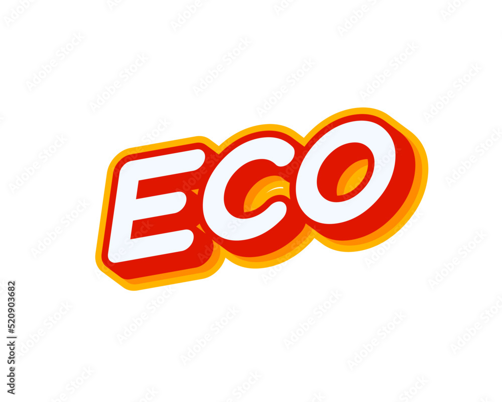 Eco isolated on white colourful text effect design vector. Text or inscriptions in English. The modern and creative design has red, orange, yellow colors.