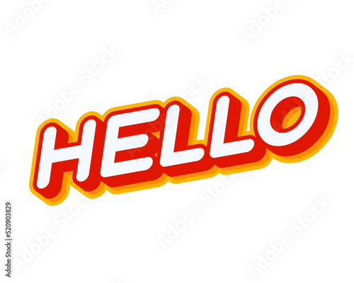 Hello. Greeting phrase lettering isolated on white colourful text effect design vector. Text or inscriptions in English. The modern and creative design has red, orange, yellow colors.