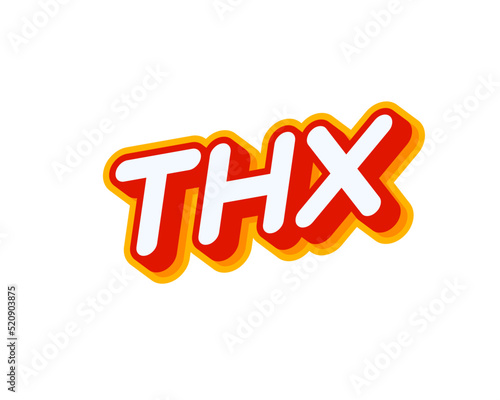 Thx speech phrase lettering isolated on white colourful text effect design vector. Text or inscriptions in English. The modern and creative design has red, orange, yellow colors.