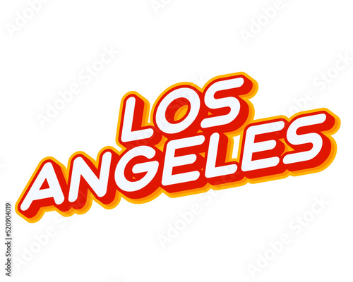 Los Angeles city of USA lettering isolated on white colourful text effect design vector. Text or inscriptions in English. The modern and creative design has red, orange, yellow colors.