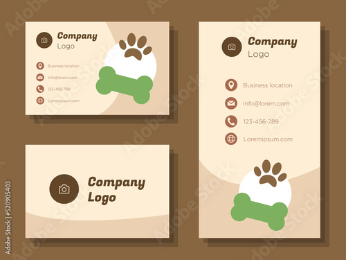 Pet sitting digital business card template, animal care service corporate marketing advertisement, domestic shop online contact invitation card, abstract flyer, paw, bone creative banner design