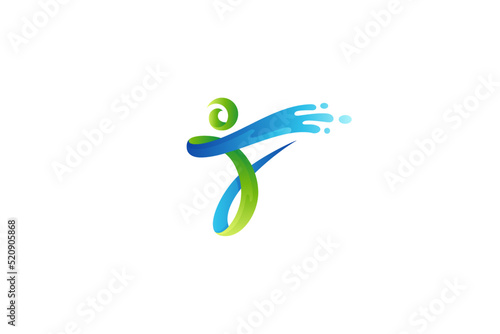 abstract people logo, fitness sport, healthy life, physiotherapy training