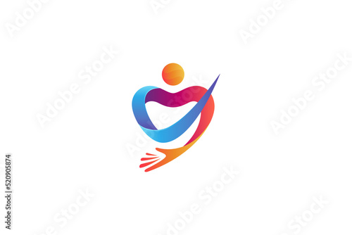 health check logo, love healthy life vector icon template