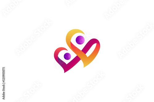 Family love and care logo, heart and people logo concept, human relationship icon, medical clinic symbol