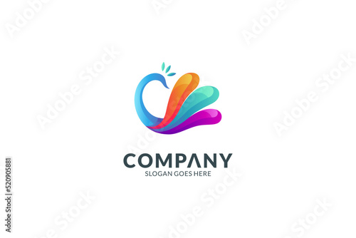 beautiful peacock logo design with colorful gradient