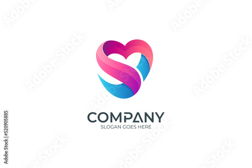 Heart or love abstract logo in simple design style