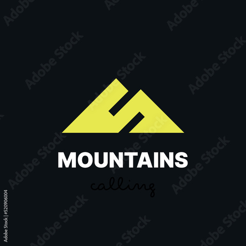 Simple and elegant mountains logo design combined with letter S. Vector image.	