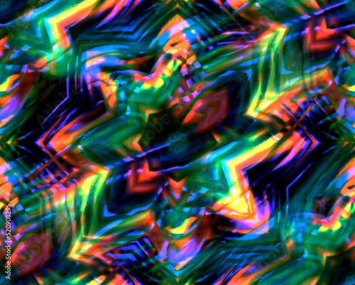 Fototapeta Naklejka Na Ścianę i Meble -  Digital very colored flower in a mix of psychedelic and modern goth, green and dark bluish purple contrasting with flashy yellow