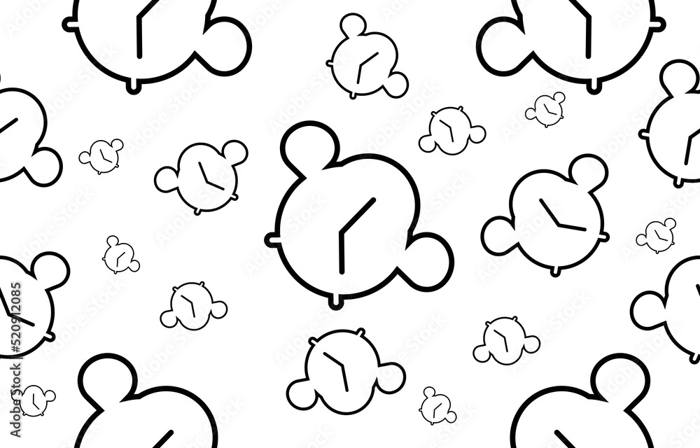 Seamless pattern vector of a clock. A white background cloth pattern decorated with clock icons. Lost time concept. Seamless pattern vector of a clock. A white background cloth pattern decorated with clock icons. Lost time concept.
